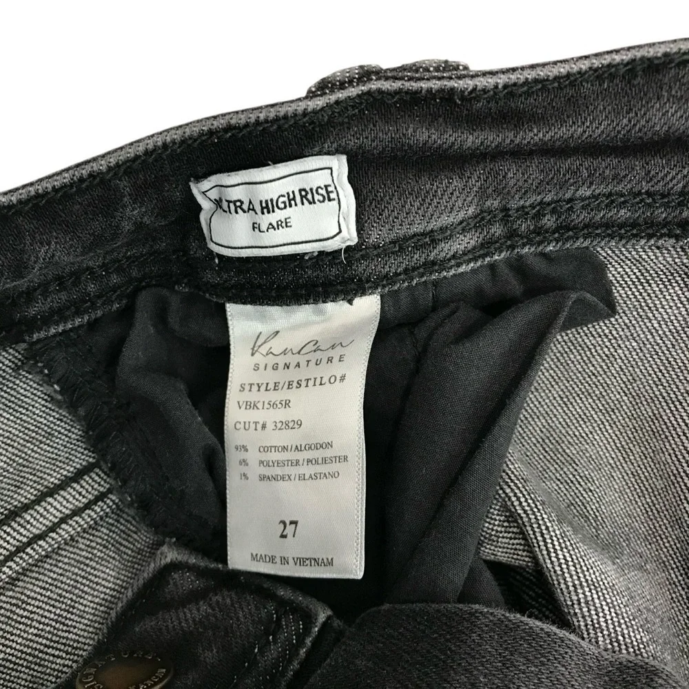 KanCan Signature Jean Womens 27 Black Stretch Denim Ultra High Rise Super Flare